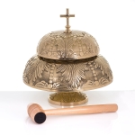 Gong dwutonowy - zdobiony - mosiądz - drewniany młotek