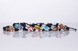 Lather bracelet with saints