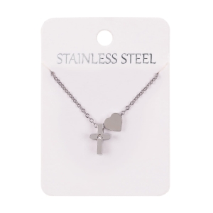 Collier - petite croix - cœur - Stainless Steel