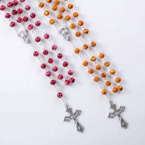 Rosary mottled beads openwork cross