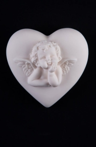 Alabaster heart with an angel