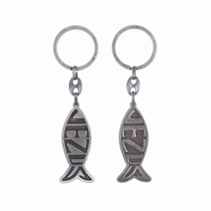 Porte-clé - poisson chrétien - Ichthus - Jésus - satiné