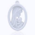 Medallion - Our Mother with Baby Jesus - Alabaster