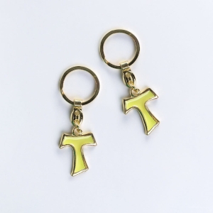 Tau cross metal keyring