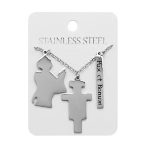 Collier - Saint François d'Assise - Pax et Bonum - Croix de Saint Damien - Stainless Steel