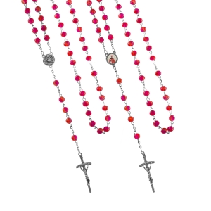Chapelet - verre - 6 mm - rose - cardinal Stefan Wyszyński