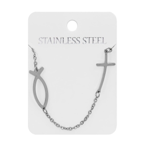 Collier - poisson chrétien - Ichthus - croix - Stainless Steel