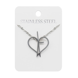 Collier - cœur- croix - Stainless Steel