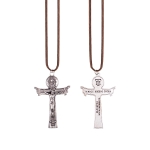 Collier - petite croix - Sainte Trinité - souvenir de la Confirmation - lacet en cuir