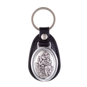 Porte-clés - Saint Christophe - cuir écologique