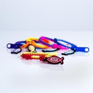 Bracelet - zipper - Christian fish - Ichthus - mix color