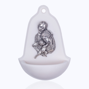 Stoup - Holy Family - metal inset - Alabaster