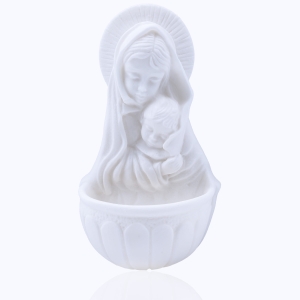 Stoup - Our Mother with Baby Jesus - Alabaster