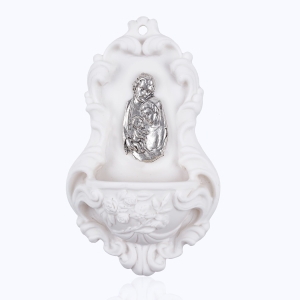 Stoup - Holy Family - metal inset - Alabaster