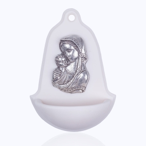 Stoup - Our Mother - metal inset - Alabaster