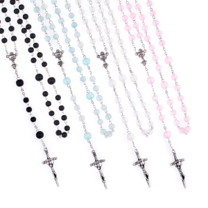 Chapelet - Première Communion - 6 mm - verre dépoli