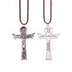 Collier - petite croix - Sainte Trinité - souvenir de la Confirmation - lacet en cuir