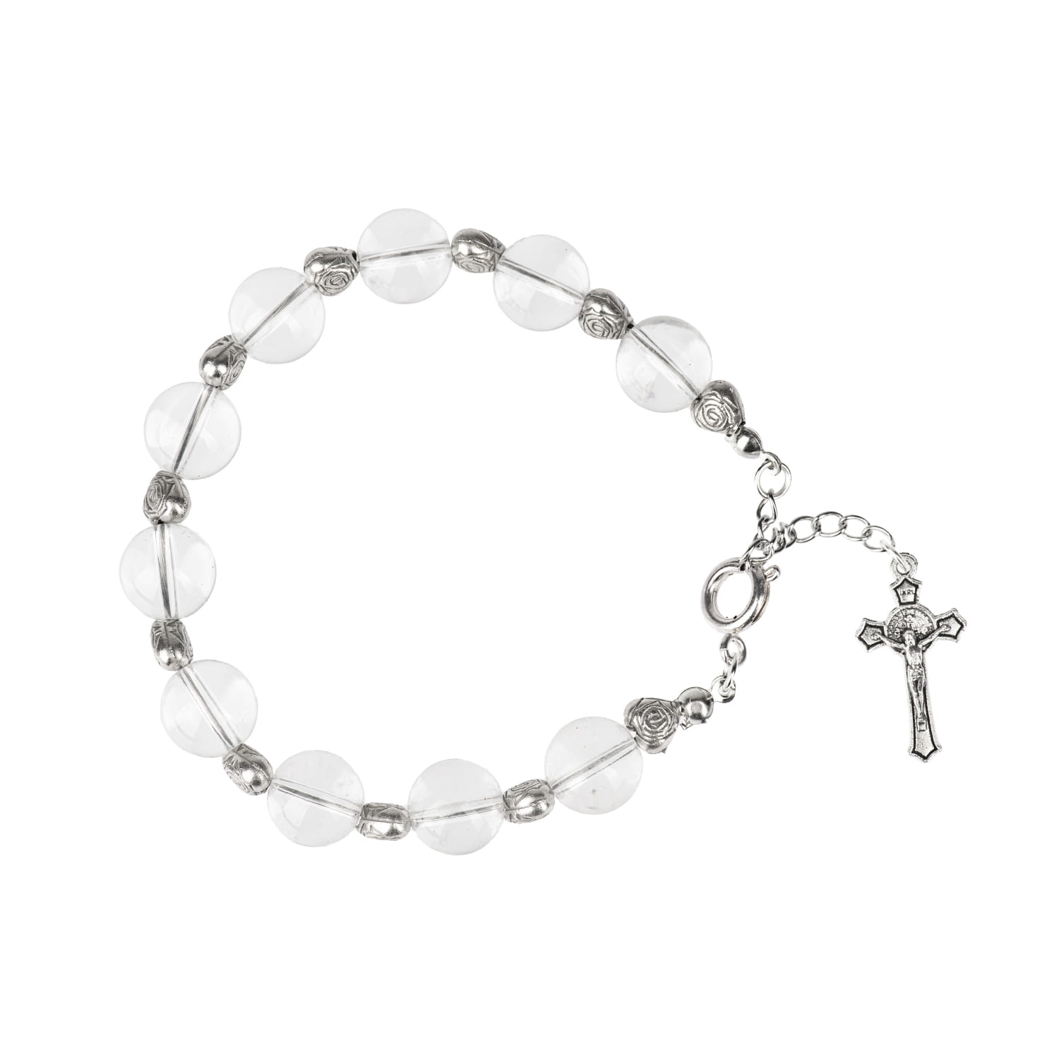 Bracelet Sur Mesure En Perles De Quartz Cristal Et Cristal De Roche - Fait Main, Neuf